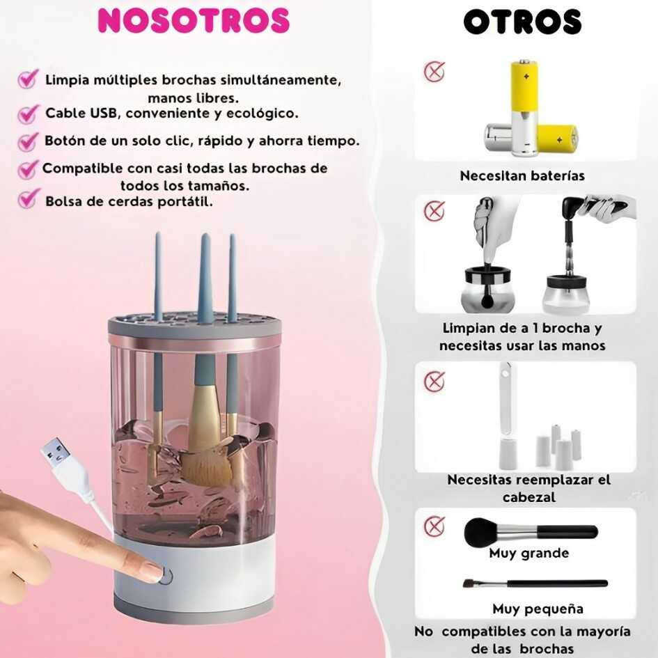 Limpiador de Brochas Automático + Kit de Brochas de REGALO