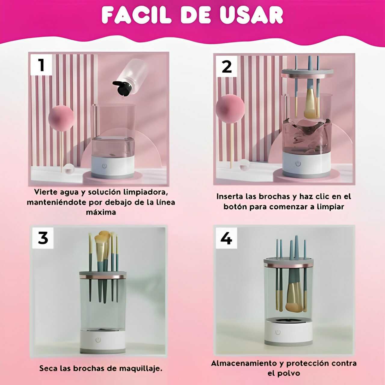 Limpiador de Brochas Automático + Kit de Brochas de REGALO