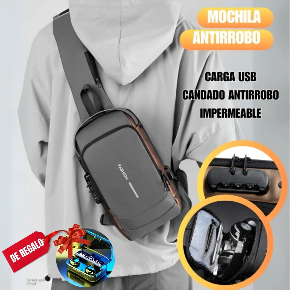 Bolso/Mochila Antirrobo Impermeable + Auricular B3 Pro de Regalo