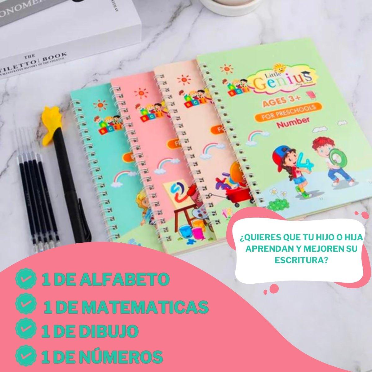 SET DE 4 LIBROS DE CALIGRAFIA CON TINTA MÁGICA REUTILIZABLE - VirtuCompra