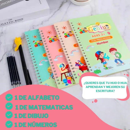 SET DE 4 LIBROS DE CALIGRAFIA CON TINTA MÁGICA REUTILIZABLE - VirtuCompra