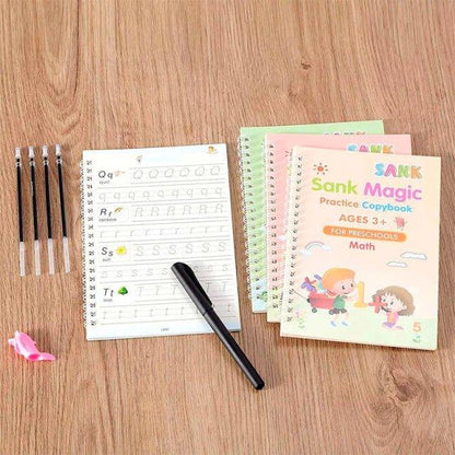 SET DE 4 LIBROS DE CALIGRAFIA CON TINTA MÁGICA REUTILIZABLE - VirtuCompra